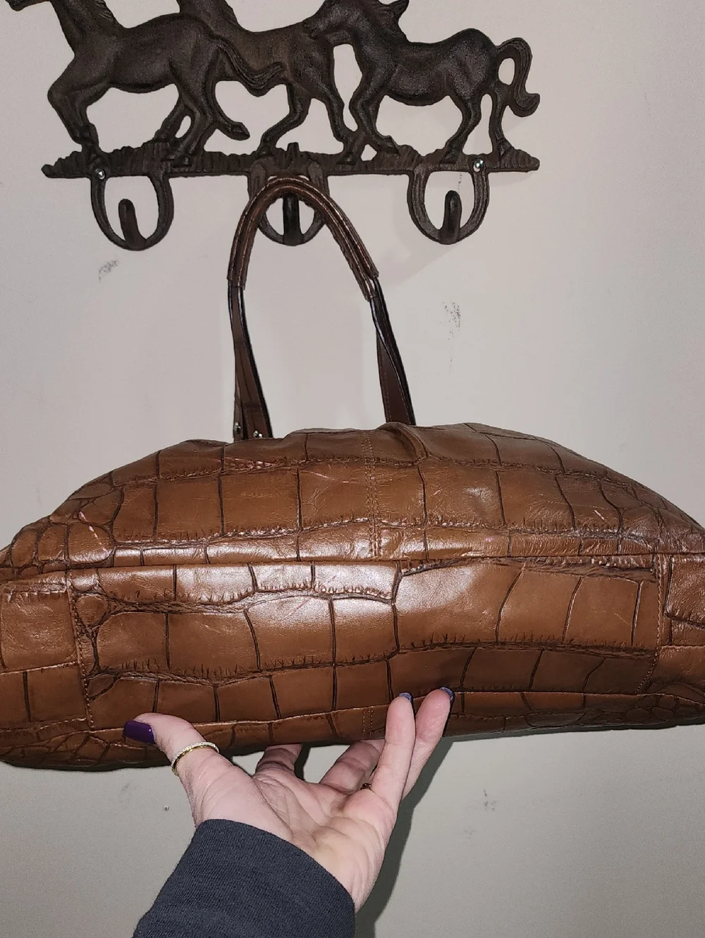 Coach Croc-Embossed Brown Leather Tote G1176-F17661 Purse